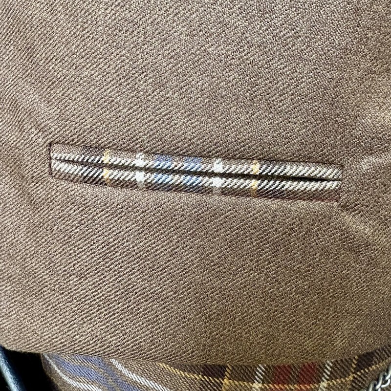 Tartan pocket detail close-up